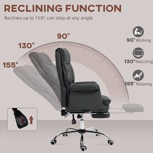Sedia da Ufficio Girevole Ergonomica con Poggiapiedi, Altezza Regolabile, Reclinabile, Base in Nylon Nero per il Massimo Comfort - Product Image 6