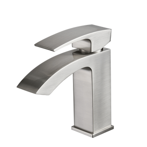 Rubinetto Moderno Monocomando Monoforo per Lavabo Bagno, Finitura Nichel Spazzolato, Rubinetto Monocomando per Lavabo Vanity - Product Image 2