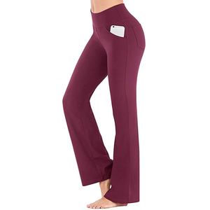 Leggings de yoga évasés pour femmes, taille mi-haute, respirants, légers, en Spandex/Nylon, avec taille élastique, couleur unie, pour le sport et le yoga - Product Image 6