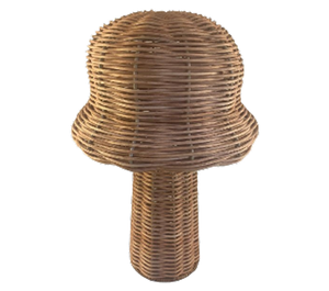Sculpture décorative en forme de champignon en fer naturel et rotin tressé à la main pour la décoration moderne de la maison - Product Image 1