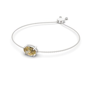 Bracelet tendance Alison ovale en or blanc 14 carats, jaune soleil (3/4 ct.) Tw. Bijoux de luxe pour femme avec sertissage clos, idéal pour les fêtes et cadeaux - Product Image 1