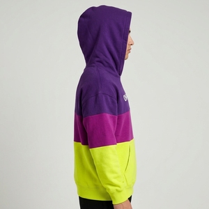 Sweat-shirt à capuche en molleton pour homme, couleur unie violette, logo personnalisé, streetwear, décontracté, coupe ample - Product Image 3