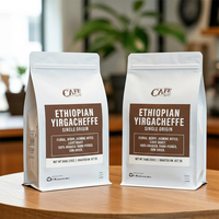 Sacs à café personnalisés imprimés avec soufflet, 1 kg, recyclables, à fond plat, avec valve et fermeture éclair
