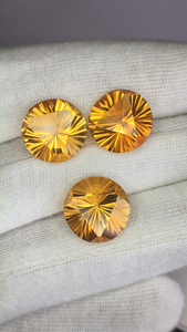 Citrine naturelle ronde taillée au laser, pierres précieuses jaunes, 3 pièces, qualité AAA avec un lustre superbe, coupe parfaite pour la fabrication de bijoux - Product Image 2