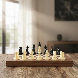Jeu d'échecs en bois artisanal moderne de luxe, personnalisé, professionnel, avec plateau Staunton, pliable et portable, avec boîte de rangement. - Product Image 3