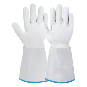 Gants de soudage en cuir de vache blancs sur mesure, gants de travail de sécurité double pour la construction industrielle et la soudure - Product Image 1