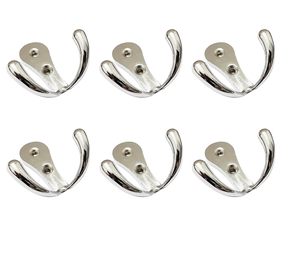 Double Pin SS202 Stainless Steel Modern Wall Mounted Heavy Duty Rustproof Door Towel Hanger 2 <b>Hooks</b> Premium Quality PROMIXO - Product Image 1