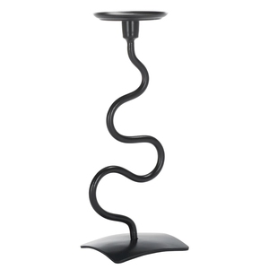 Ensemble de 2 porte-bougies noirs mats ondulés esthétiques, supports à bougies en métal originaux pour centre de table moderne et décoration - Product Image 4