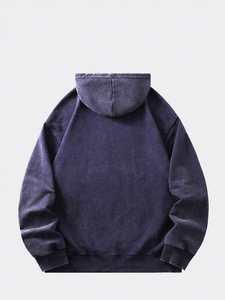 Sweat à capuche décontracté et élégant pour homme Street Life, coupe ample, effet délavé, poches kangourou, coupe-vent, personnalisable - Product Image 2