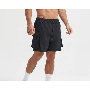 กางเกงขาสั้นออกกำลังกายสำหรับผู้ชาย สีดำ ผ้าฝ้าย 100% กันน้ำ แห้งเร็ว ลายดิจิตอล  แบบสวมใส่สบาย มีซิป  พร้อมโลโก้สั่งทำพิเศษ - Product Image 1