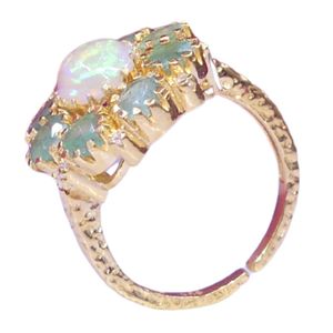 Vintage Classic 22k Gold Plated Gemstone <b>Opal</b> Cluster Cocktail <b>Ring</b> Crown Design for Women's Wedding Engagement Anniversary Gift - Product Image 1
