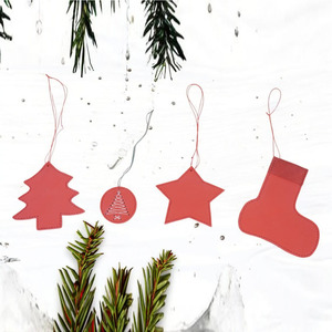 Handcrafted Red Leather <b>Christmas</b> Ornaments Featuring <b>Tree</b> Bauble Star & Stocking Shapes Perfect For Festive Holiday <b>Tree</b> Decor - Product Image 1