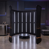 Apexscn View Factory - Cabine photo portable 360 personnalisée - Structure en aluminium incurvée - Toile de fond en tissu tendu - Lumières LED