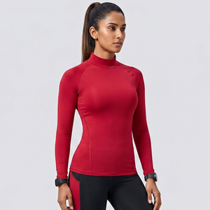 Haut de sport à col montant pour femme, manches longues, anti-UV, compression, pour yoga et gym, sous-vêtement de sport - Product Image 3