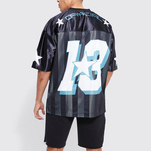 Camiseta de Fútbol de Malla Negra para Hombre con Número 13 y Diseño de Estrella, Manga Corta, Cuello en V, Estilo Deportivo, Corte Holgado - Product Image 2