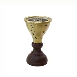 Dark Slate Black Resin <b>Cone</b> Base Bakhoor Holder Perforated Chrome Saucer Top Minimalist Tabletop Home Fragrance <b>Incense</b> Burner - Product Image 3