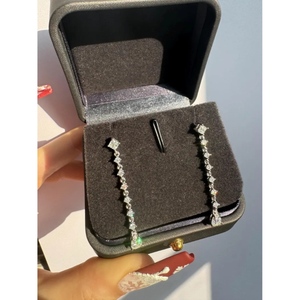 Pendientes Colgantes de Diamantes Redondos de Moissanita de Lujo, Plata de Ley 925, Joyería Fina Disponible al Mejor Precio - Product Image 6