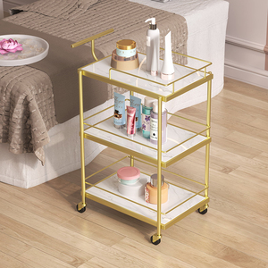 Carro de salón de belleza móvil con <span class=keywords><strong>ruedas</strong></span>, construcción de metal y MDF, carro organizador con soportes para secadora para cosmetología - Product Image 1