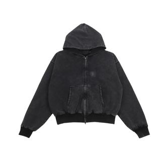 Sudadera con capucha con cremallera y lavado ácido para hombre bordado vintage con cremallera Sun Fade precio al por mayor de peso pesado de fabricante personalizado superventas - Product Image 1