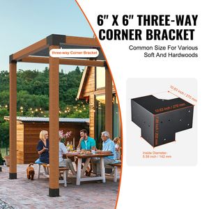 Kit Staffe per Pergola 6FT X 6FT 4pz, Connettori Angolari a 3 Vie Resistenti per Lavori in Legno Fai-da-te, Base per Palo, Supporti per Mensole - Product Image 2