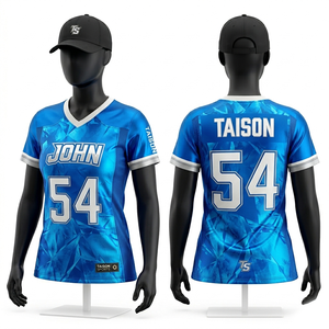Jersey de Fútbol Americano para Mujer, Premium, 160 GSM, Poliéster Transpirable, Diseño Degradado Azul, Paneles Laterales, Logotipo Personalizado por Sublimación - Product Image 1