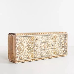 Moroccan Pattern Solid Wood <b>Sideboard</b> Handmade Side Cabinet Carved Wooden Dresser Storage Console for Living Room - Product Image 2
