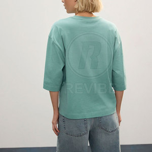 Camiseta de Verano para Mujer, Color Personalizado, Talla Grande, Corte Holgado, 100% Algodón, Transpirable, Alta Calidad, Precio Bajo, Venta al Por Mayor, Nueva Llegada - Product Image 4
