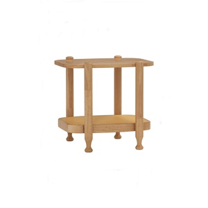 Modern Side <b>Table</b> Natural Malaysian Oak <b>Solid</b> <b>Wood</b> <b>Top</b> with Rattan Shelf End <b>Table</b> for Living Room Bedroom Home Cafe Furniture - Product Image 1