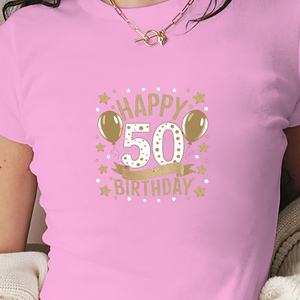50 cumpleaños celebración mujer moda Camiseta corta - Product Image 2