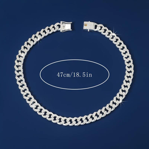 Cadena Cubana de Plata de Ley 925 de Lujo con Diamantes de Moissanita de Corte Brillante de 16 mm, Collar Impresionante para Boda o Compromiso - Product Image 4