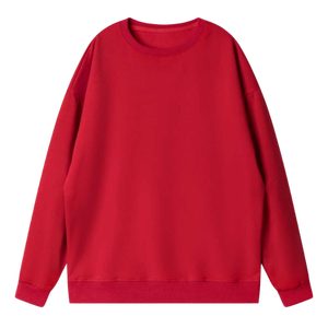 เสื้อสเวตเชิ้ตคอกลมสีแดงสำหรับผู้ชาย ทรงปกติ สีพื้น ผ้าถัก สไตล์ลำลอง แขนยาว - Product Image 2
