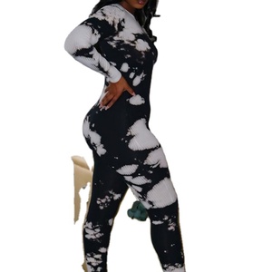 Mono de manga larga con cuello en v para mujer, estampado geométrico, suéter, traje de salto - Product Image 5