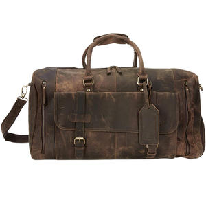 Genuine Leather <b>Duffel</b> <b>Bag</b> for Men with Adjustable Strap Zipper Closure Travel Weekend Gym Sports Carry On <b>Bag</b> 30-40L Capacity - Product Image 4