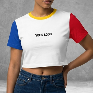 T-shirt court d'été en jersey 100 % coton pour femme, col rond, personnalisé OEM/ODM, avec logo sérigraphié, séchage rapide et respirant - Product Image 4