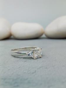 Unisex Luxury <b>14K</b> Solid <b>Gold</b> Classic Trend IGI Certified Full VVS/VS 2carat Princess Cut Diamond Engagement <b>Ring</b> - Product Image 5