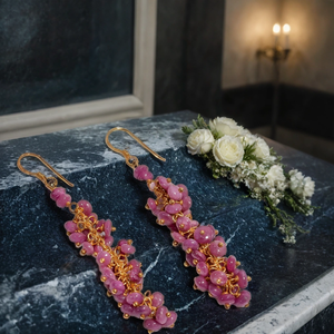 เครื่องประดับจาก925ทับทิมธรรมชาติเงินสเตอร์ลิงต่างหูแบบชาติพันธุ์ขนาด3ไมครอนต่างหูห้อยน่ารัก2.6 "การออกแบบห่วงของขวัญสำหรับผู้หญิง - Product Image 2