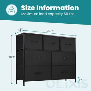 Cassettiera a 7 cassetti per camera da letto, con robusta struttura in acciaio, parte superiore in tessuto facile da aprire, estraibile, con ripiani in legno, per soggiorno e ingresso - Product Image 3
