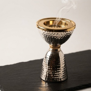 Luxury Arabic <b>Bakhoor</b> Burner Gold Silver Electroplated Censer Hammered Metal Mubkhar For <b>Oud</b> Charcoal Aromatherapy Ramadan Decor - Product Image 1