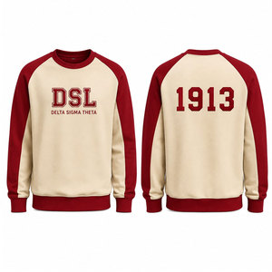 Sudadera Negra con Cuello Redondo y Ribete Rojo, Estampado Frontal con Letras Griegas 1913, Unisex, Informal, de Invierno, Poliéster/Algodón - Product Image 4