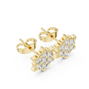 Pendientes de Diamantes Cultivados en Laboratorio, Diseño de Estrella y Copo de Nieve, Corte Redondo, DEF VVS, Oro Sólido de 14K y 18K, Pendientes de Novia para Boda, Venta al por Mayor - Product Image 4