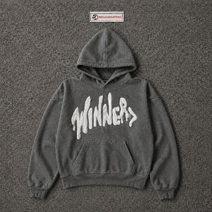 Sudadera con Capucha Gris con Estampado Gráfico y Letras Blancas en Grafiti, Sudadera Oversize Texturizada de Estilo Urbano Moderno e Informal - Product Image 5