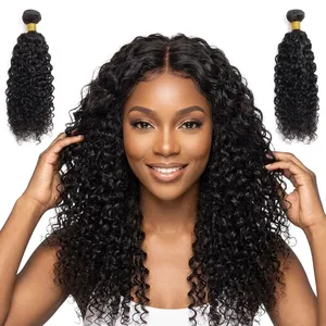 Remy Bulk <b>Curly</b> Hair Deep <b>Curly</b> Weave Bundles Natural Black Remy Hair Full Lace <b>Wig</b> Customize Size - Product Image 5