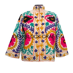 Chaqueta de Fiesta Primaveral Hecha a Mano, Nueva Tendencia, Tela de Pato, Bordado Suzani Floral, Talla Única, Corta de Invierno - Product Image 6