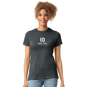 T-shirt pour femme en tissu gunmetal, doux, décontracté, à manches courtes, col rond, respirant, confortable, basique pour tous les jours - Product Image 1