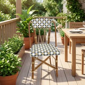 Chaise en rotin de style <span class=keywords><strong>bistrot</strong></span> français, faite à la main, empilable, design, pour café semi-extérieur, restaurant, terrasse, mobilier de jardin - Product Image 3