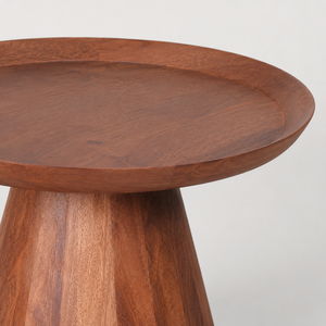 <b>Round</b> Wooden Pedestal Coffee <b>Table</b> with Tray Style <b>Top</b> Natural Grain Finish Decorative Modern Living Room Home Decor - Product Image 3