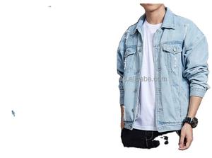 Automne hiver hommes nouvelle mode à la mode mince déchiré Denim veste avec Patchwork et impression Cowboy Style Outwear manteau - Product Image 6