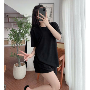 Camiseta de Dormir de Manga Corta con Cuello Redondo de Algodón Orgánico Certificado GOTS OEKO-TEX para Mujer, Ropa de Dormir Sólida, Servicio ODM OEM, MOQ Bajo - Product Image 5