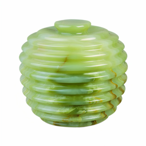 Apple Rings Green Onyx Candy <b>Jar</b> Handmade <b>Decorative</b> Onyx And Marble <b>Jars</b> For Luxury Living Room Interior - Product Image 1