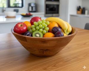 Bol en bois massif de haute qualité, design artisanal écologique, idéal pour les salades de fruits, les soupes et les collations - Product Image 4